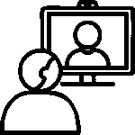 Icono de una persona en directo recibiendo clases online